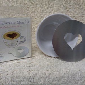 Jumbo Coffee/hot chocolate mug with heart sprinkler stencil